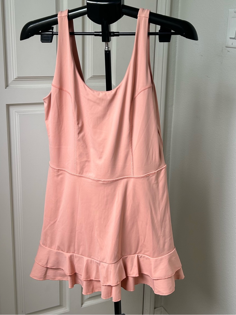 JoyLab Peach Pink Ruffle Hem Active Dress Romper Size Large